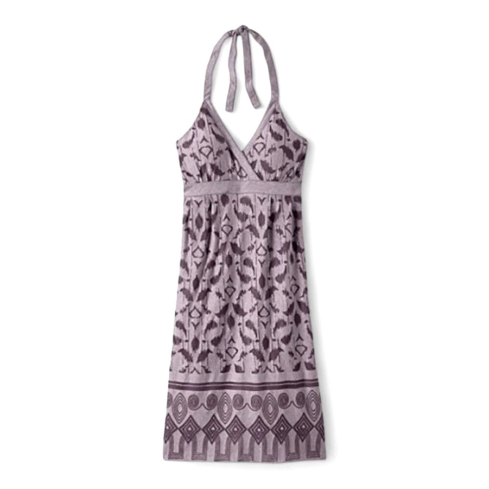 Athleta Balsa Burnout Halter Dress Purple Size Medium Jersey Knit